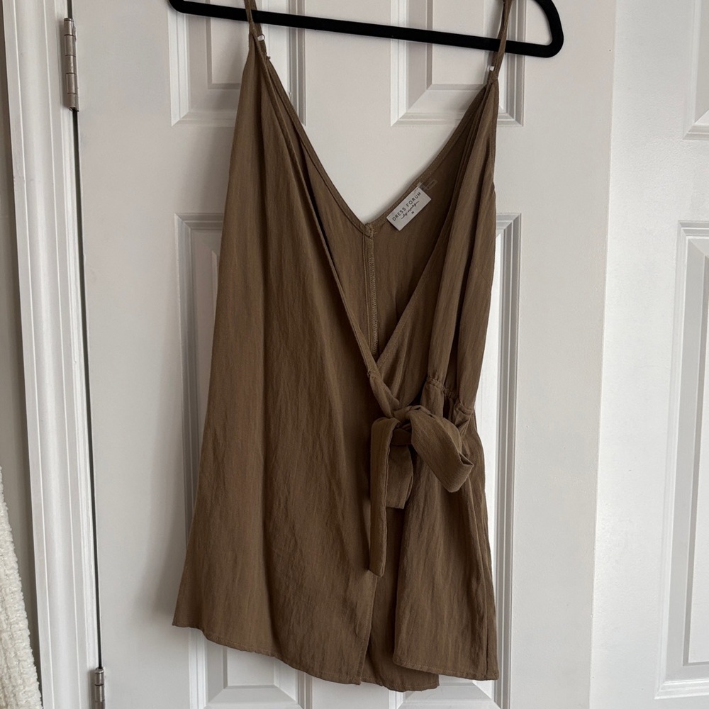 Brown Sleeveless Wrap Romper